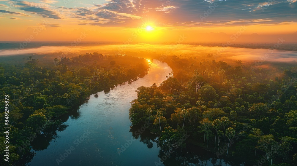 Fototapeta premium Sunrise Over Jungle River