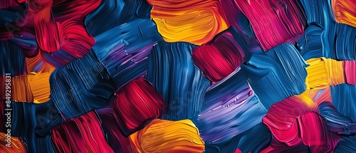 A colorful painting with a lot of different colors and shapes