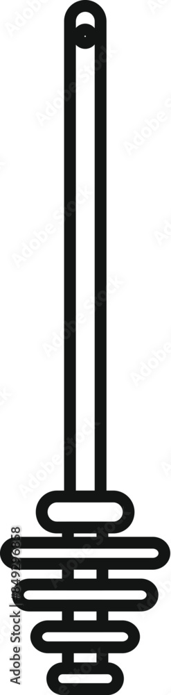 Simple black line design of a honey dipper stick, isolated on a white background Simple black line design of a honey dipper stick, isolated on a white background