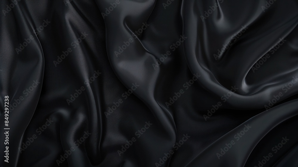 Luxurious black satin fabric with a smooth, shiny texture for an elegant backdrop or decoration Luxurious black satin fabric with a smooth, shiny texture for an elegant backdrop or decoration