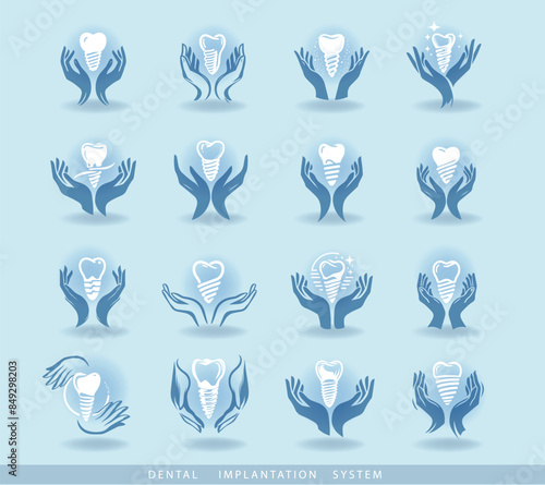 Dental implantation systems, deontological technologies, dental care, a set of design elements for creating an emblem or logo