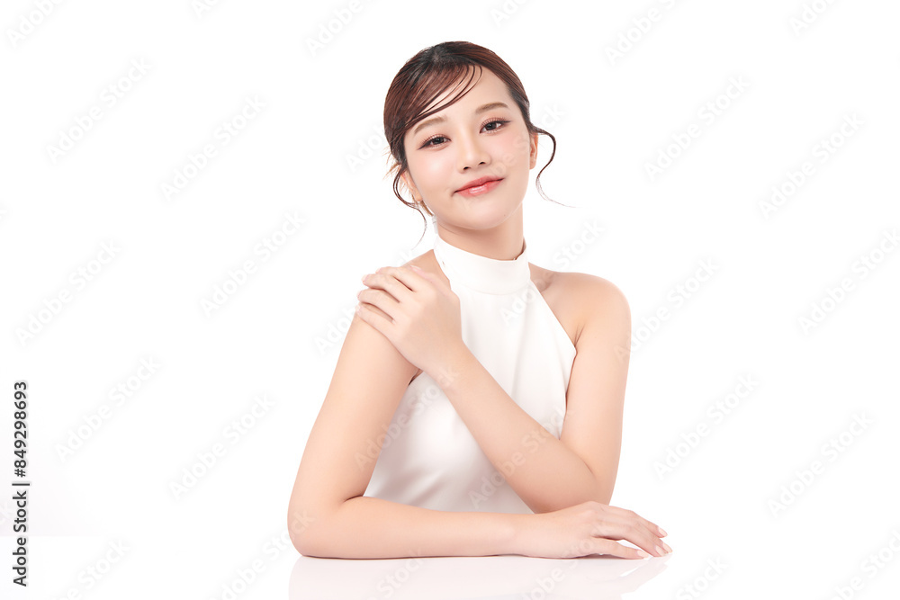 Beautiful young asian woman with clean fresh skin on white background, Face care, Facial treatment, Cosmetology, beauty and spa, Asian women portrait. Beautiful young asian woman with clean fresh skin on white background, Face care, Facial treatment, Cosmetology, beauty and spa, Asian women portrait.