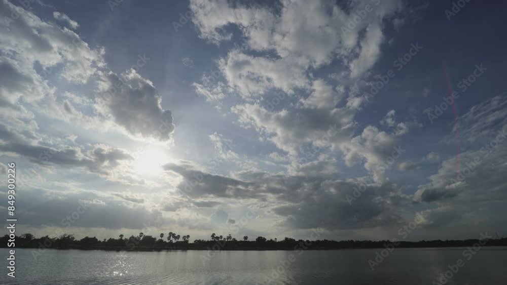 Dark sky and dramatic black cloud before the rain. rainy storm over the river. footage clouds Dark sky and dramatic black cloud before the rain. rainy storm over the river. footage clouds