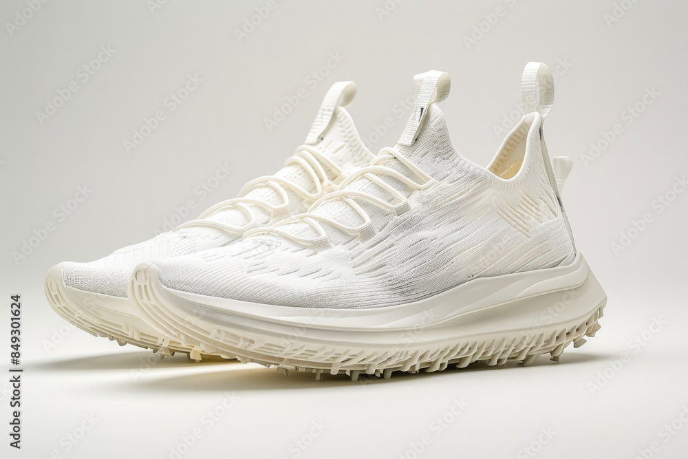 A clear and bright image of a pair of sports shoes, placed on a white background. 