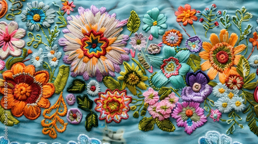 Craft an enchanting stock photo that embodies the art of needlework with an embroidered neckline design featuring a meticulously crafted floral composition. Craft an enchanting stock photo that embodies the art of needlework with an embroidered neckline design featuring a meticulously crafted floral composition.