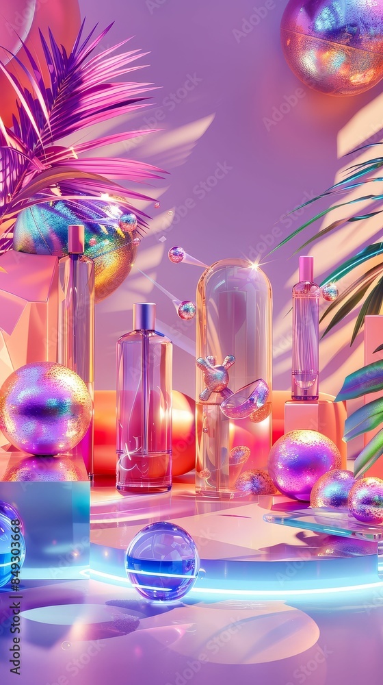 Ecommerce site interface with 3D product displays, holographic elements, vibrant colors, digital art Ecommerce site interface with 3D product displays, holographic elements, vibrant colors, digital art
