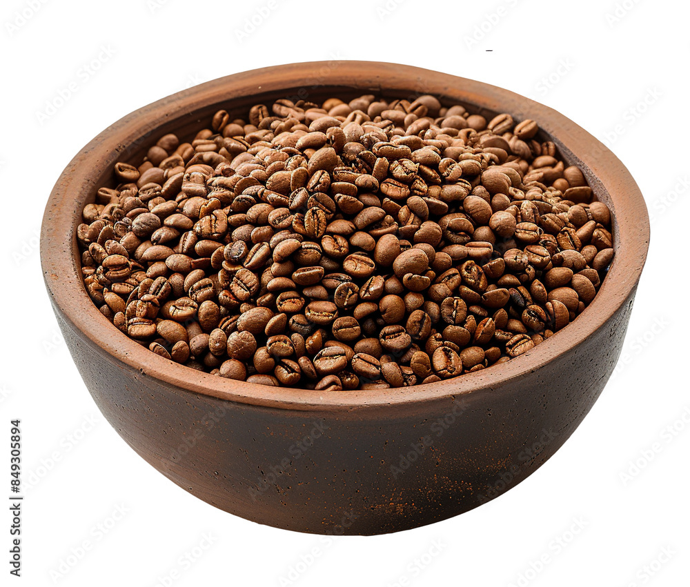 Coffee grains in a bowl isolated on transparent background Coffee grains in a bowl isolated on transparent background