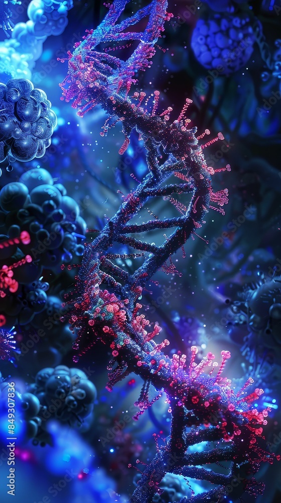 A digital illustration of gene editing with CRISPR technology, futuristic, vibrant, detailed, genetic engineering A digital illustration of gene editing with CRISPR technology, futuristic, vibrant, detailed, genetic engineering