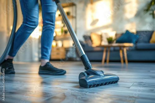 Wallpaper Mural woman vacuuming floor housekeeping and cleaning concept closeup view Torontodigital.ca