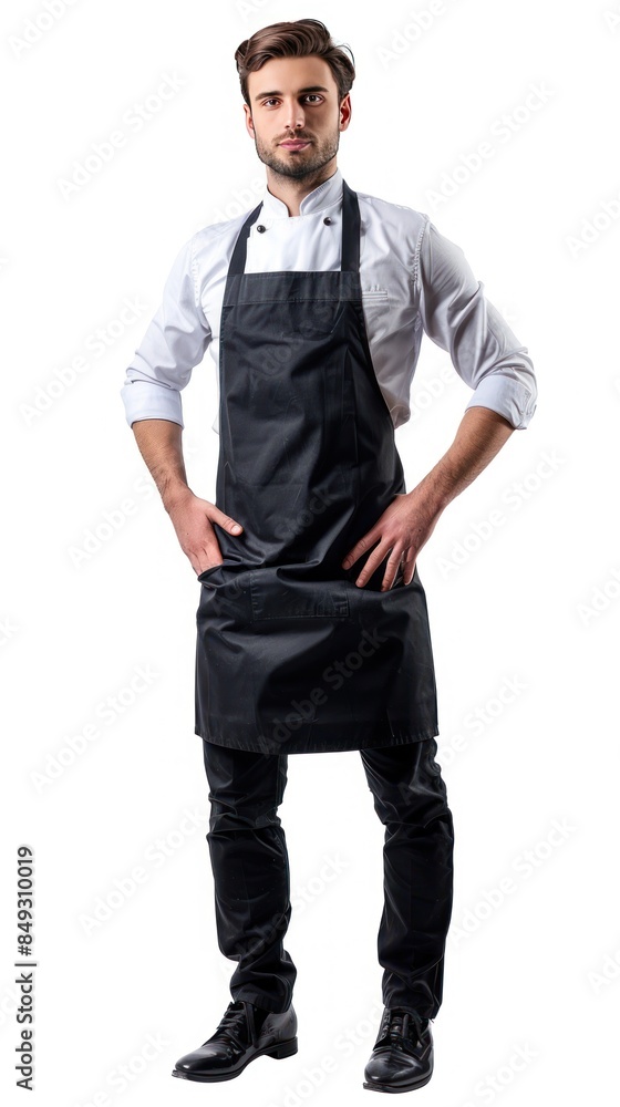 Full body photo of male restaurant employee providing service Full body photo of male restaurant employee providing service