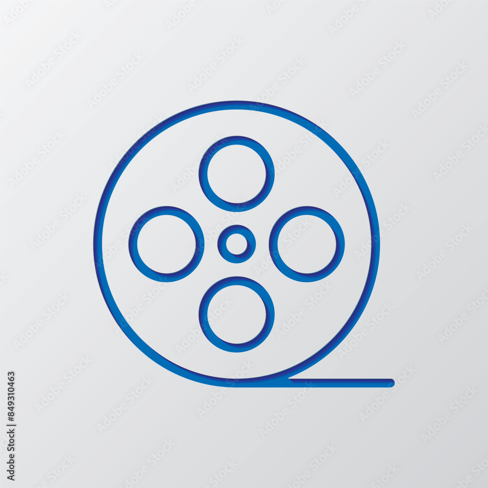 Video, film simple icon. Flat design. Paper cut design. Cutted blue symbol with shadow. Gray background Video, film simple icon. Flat design. Paper cut design. Cutted blue symbol with shadow. Gray background