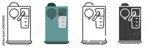 Coffee machine. Coffee maker in different styles. Making coffee.