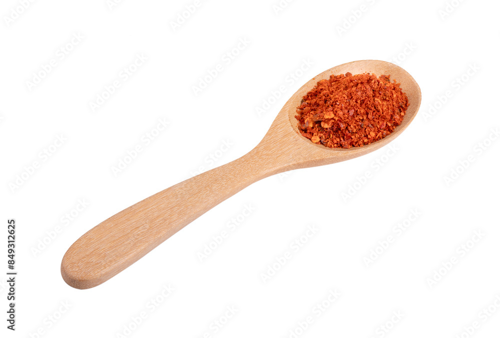 pile of red pepper in wood spoon on transparent png pile of red pepper in wood spoon on transparent png