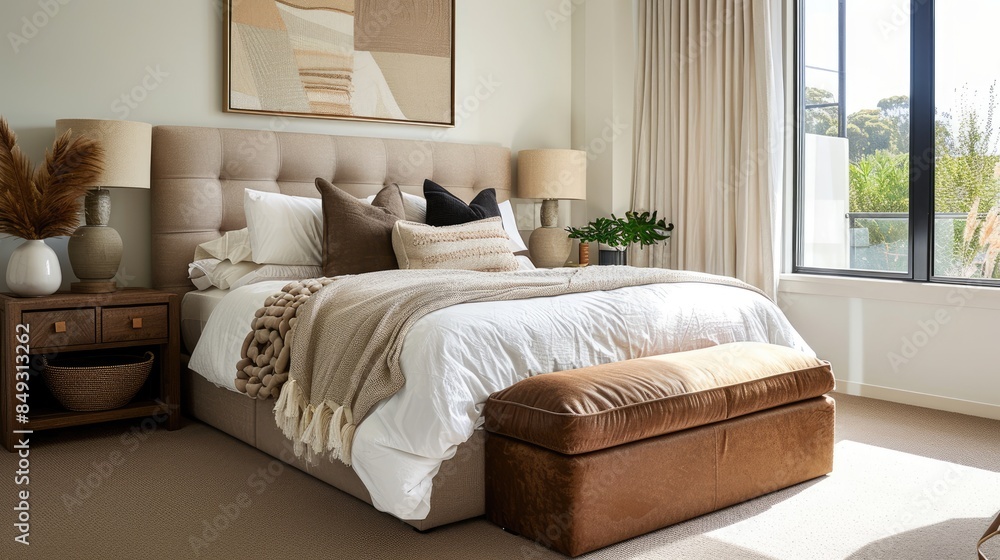 Dive into comfort and style with a bedroom styled in earthy tones, offering a retreat for relaxation and reflection. Dive into comfort and style with a bedroom styled in earthy tones, offering a retreat for relaxation and reflection.