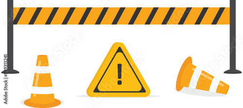 Danger and risk area, economic crisis, danger ahead. Danger warning sign and trap, failure, insurance, error icons concept illustration

