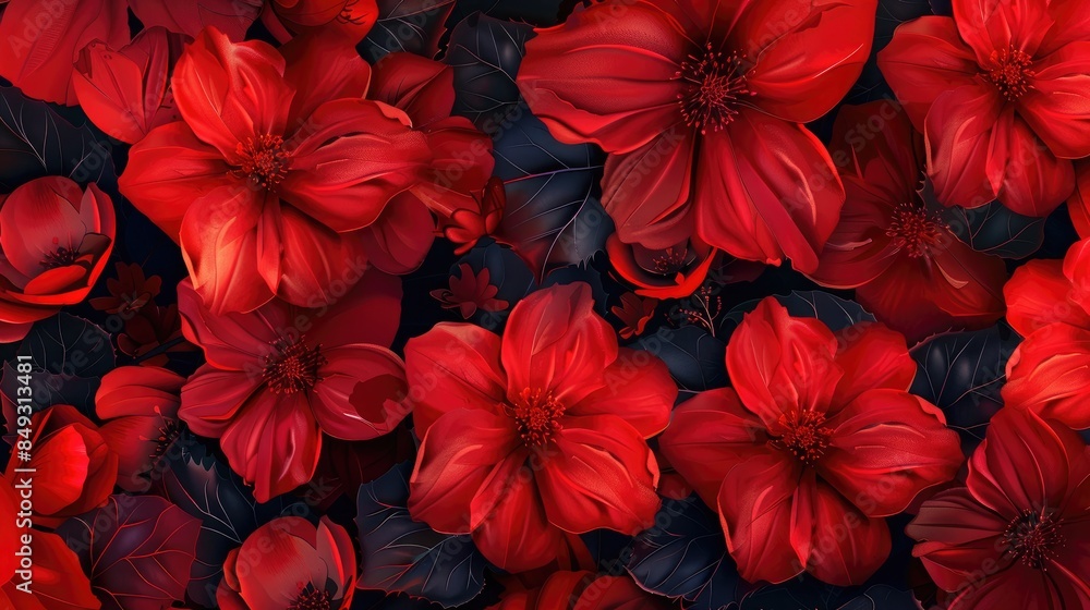 Design with a background of vibrant red flowers Design with a background of vibrant red flowers