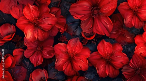 Wallpaper Mural Design with a background of vibrant red flowers Torontodigital.ca