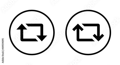 Repeat icon on circle line. Retweet, repost button