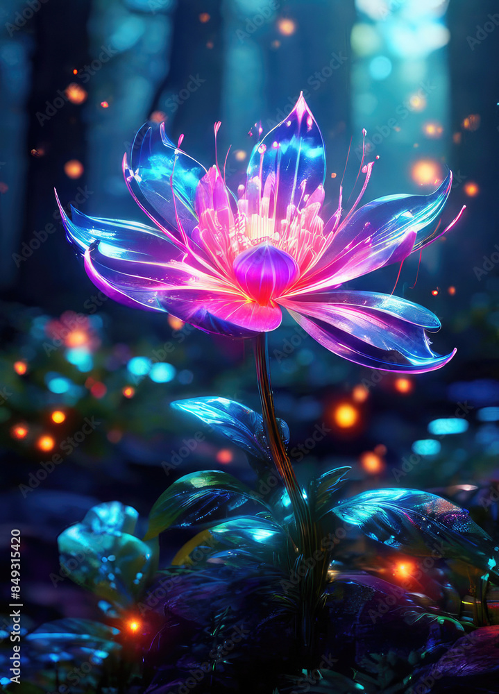 Generative AI beautiful fantasy flower plant with glowing light, luminous and realistic flowers. Each petal emits a mesmerizing, enchanting flower atmosphere magical floral, Gorgeous mystical Floral Generative AI beautiful fantasy flower plant with glowing light, luminous and realistic flowers. Each petal emits a mesmerizing, enchanting flower atmosphere magical floral, Gorgeous mystical Floral