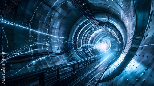 Cutting Edge Nuclear Fusion Reactor with Swirling Plasma and Futuristic Walkways