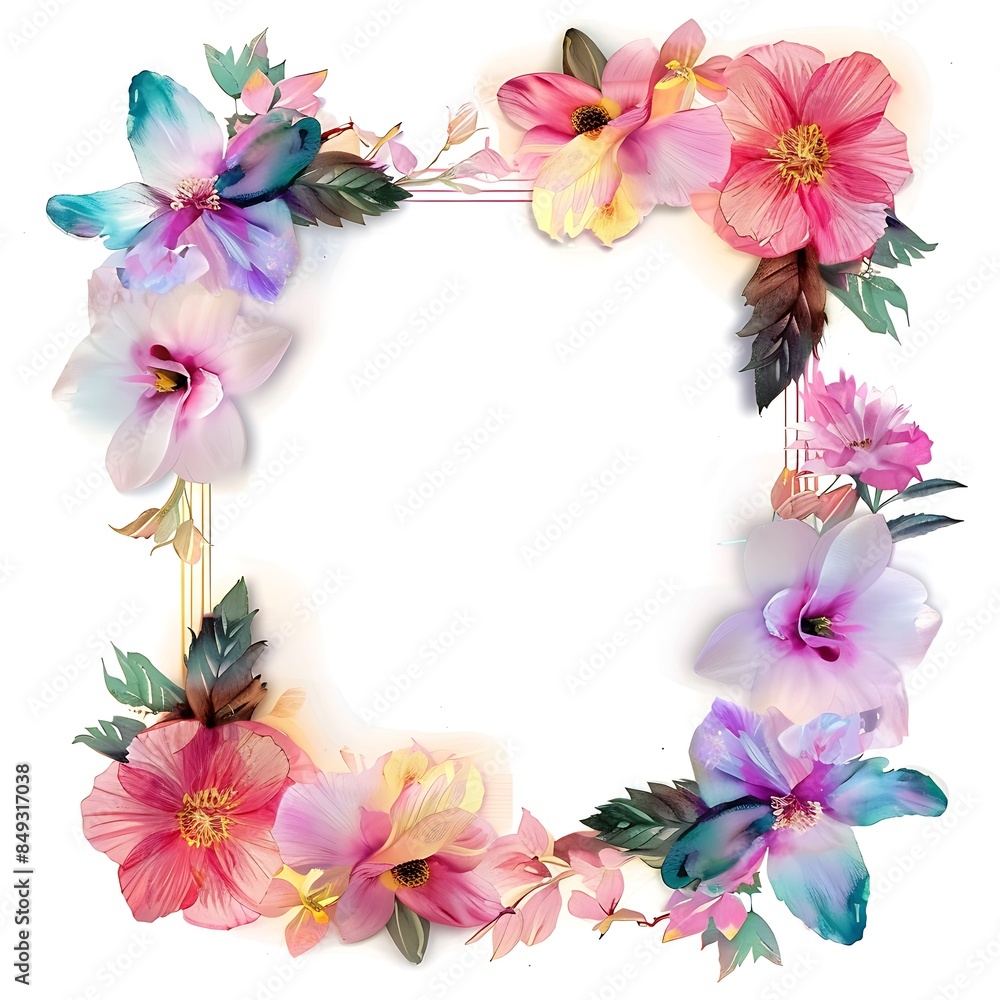 Obraz premium Realistic flowers frames isolated on white background 