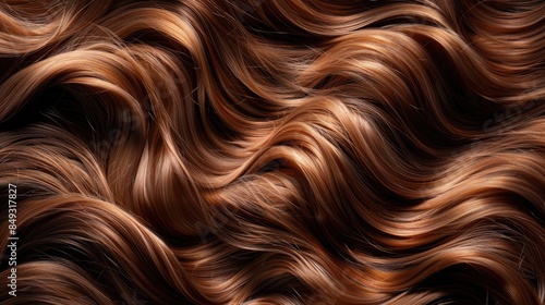 The background of beautiful hair texture with wavy brown color.