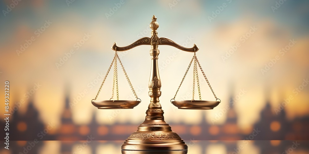Golden scales of justice on pastel background with copy space. Concept ...
