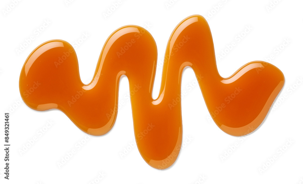Caramel sauce swirl on white background