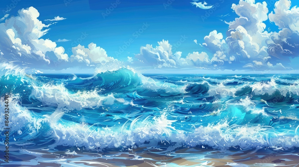 Blue sea scenery with waves Blue sea scenery with waves