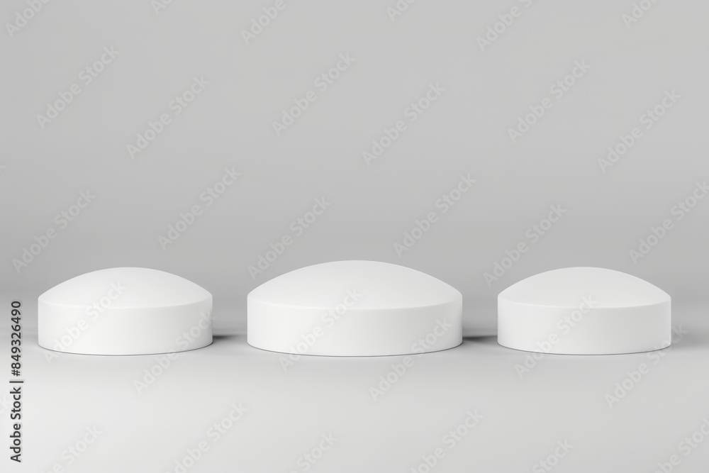 Minimalist white display podiums on plain background Minimalist white display podiums on plain background