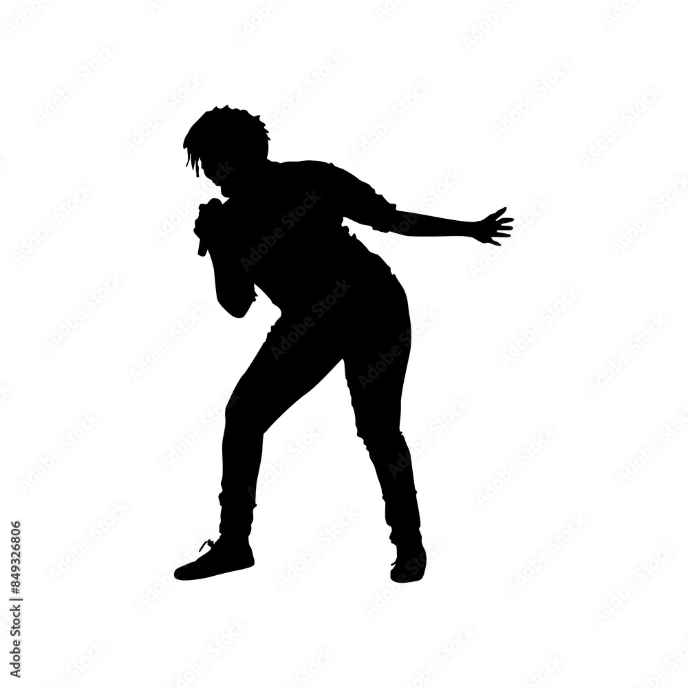 Man singing karaoke and dancing together, funny singing, Singer male silhouette. Man Singing Silhouette vector. Man singing karaoke and dancing together, funny singing, Singer male silhouette. Man Singing Silhouette vector.
