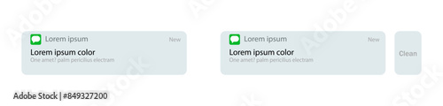 Vector illustration of push notification light theme template layout on iphone screen, read or delete message