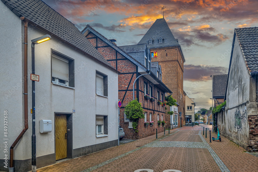 Architecture of the old town of Monheim am Rhein, Germany.