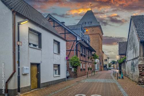 Obraz na płótnie Architecture of the old town of Monheim am Rhein, Germany. w salonie