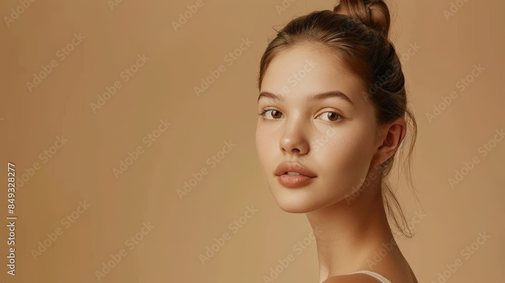 A close-up portrait of a young woman with a warm smile and natural makeup, set against a soft peach background.
A close-up portrait of a young woman with a warm smile and natural makeup, set against a soft peach background.