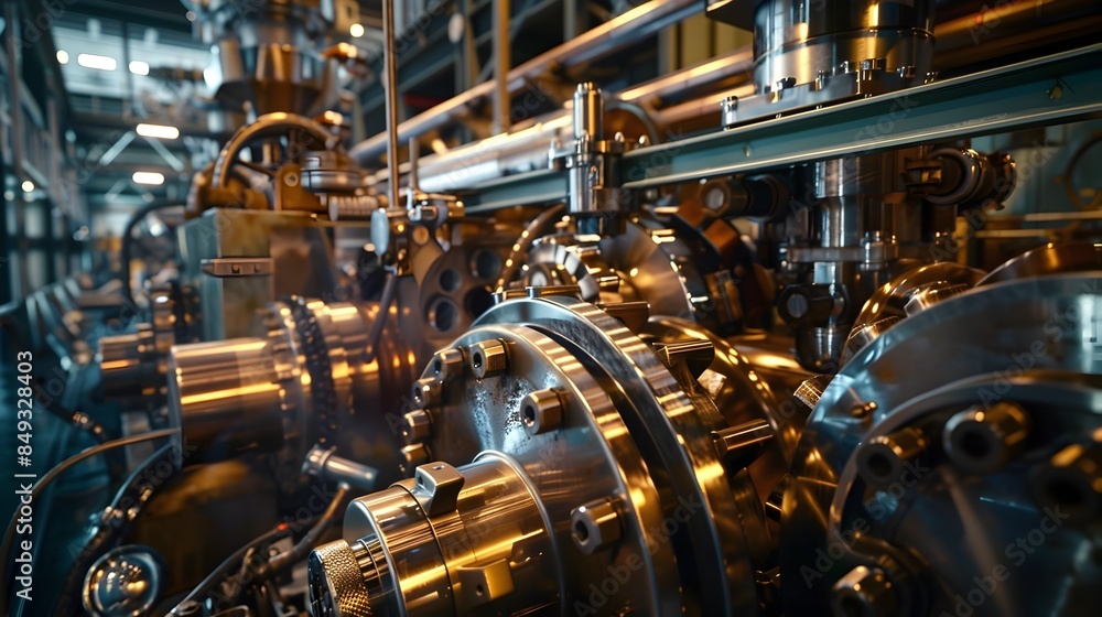 Fototapeta premium Intricate Mechanical Choreography A Glimpse into the Beating Heart of Industrial Majesty