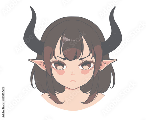 flat vector design of cute girl with devil horns