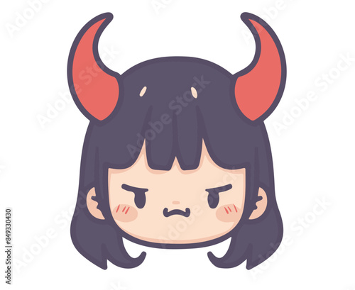 flat vector design of cute girl with devil horns