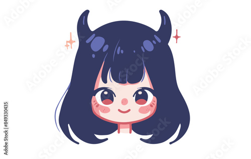 flat vector design of cute girl with devil horns