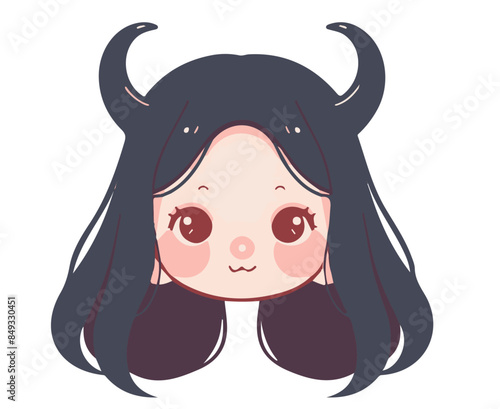 flat vector design of cute girl with devil horns