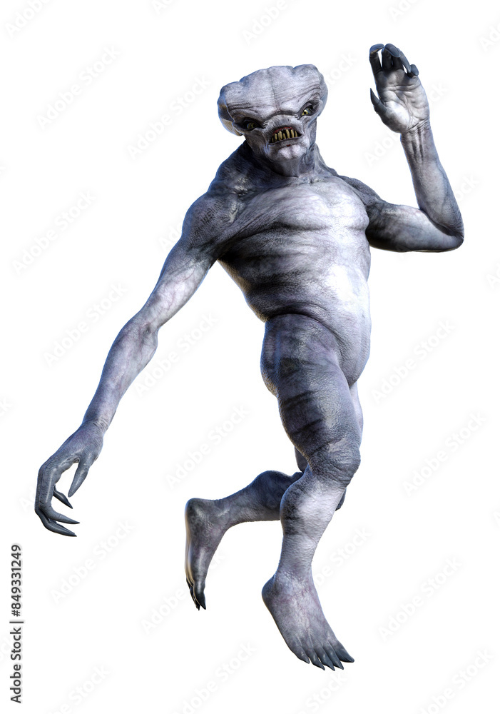 Illustration of an alien monster in a playful pose on a white background. Illustration of an alien monster in a playful pose on a white background.