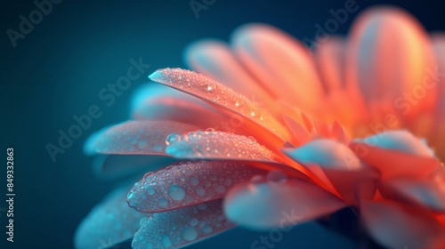 flower with dew dop - beautiful macro photography with abstract bokeh background photo