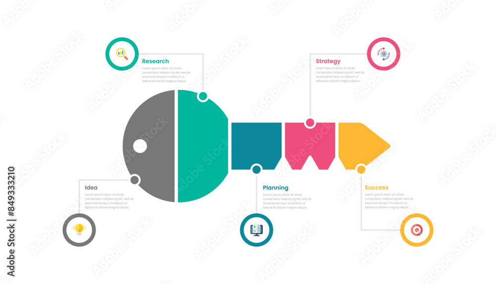 Key to success infographic template design with five steps Key to success infographic template design with five steps