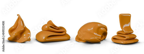 Toffee cream in various forms. Paste from boiled condensed milk. Caramel liquid