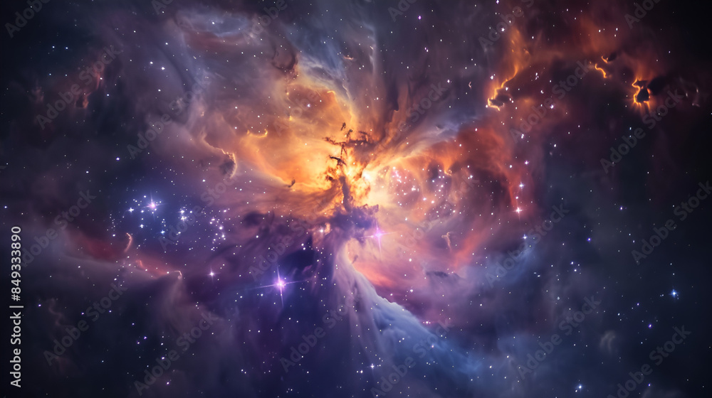 Naklejka premium Colorful Space Galaxy Cloud Nebula with Starry Night Cosmos and Supernova