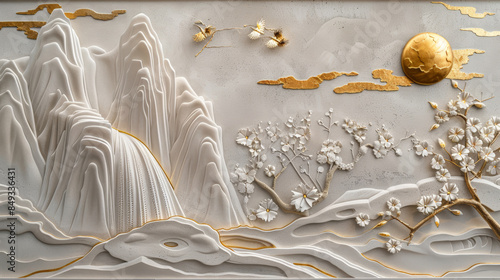 volumetric stucco molding on a concrete wall