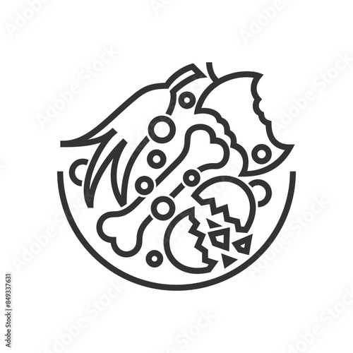 Organic waste icon in bold line with food leftovers