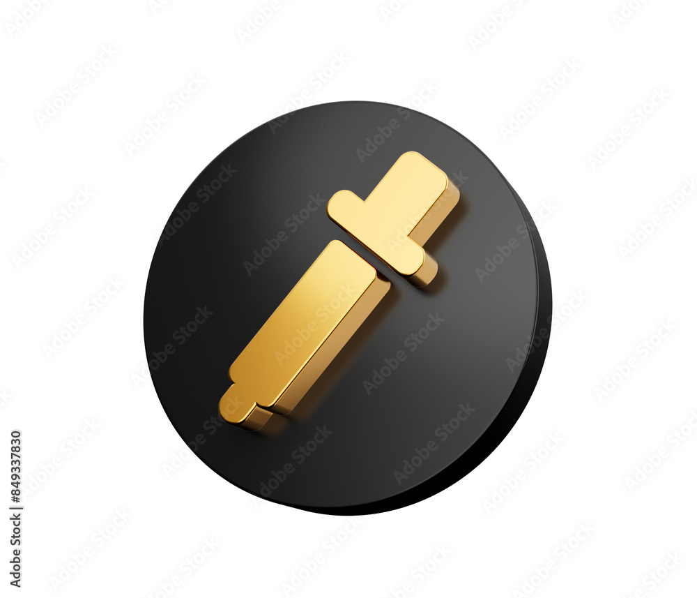Gold Dropper or picker 3d Black icon  3d illustration.
