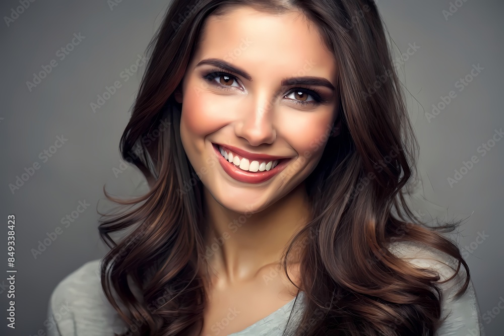 Beautiful Young Woman With Long Brown Hair Smiling. Beautiful Young Woman With Long Brown Hair Smiling.