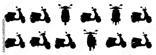 Moped scooter silhouette set vector design big pack of illustration and icon